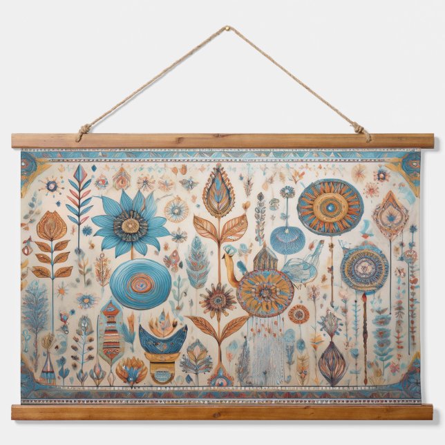 Tapisserie Suspendue Arrière-plan des éléments Boho (Devant)