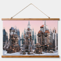 Art de la skyline de ville futuriste pastel fantas