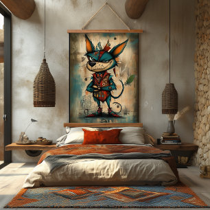 Tapisserie Suspendue Art de personnage de chien abstrait excentrique