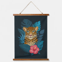 Art Floral Jungle Leopard élégant | Blue Navy
