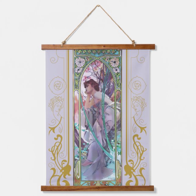 Tapisserie Suspendue Art Nouveau Alphonse Mucha Soirée Contemplation (Recto)