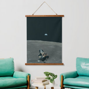 Tapisserie Suspendue Atterrisseur lunaire Apollo et Terre se levant au-