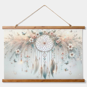 Tapisserie Suspendue Attrape-rêves Floral Papillon Pastel