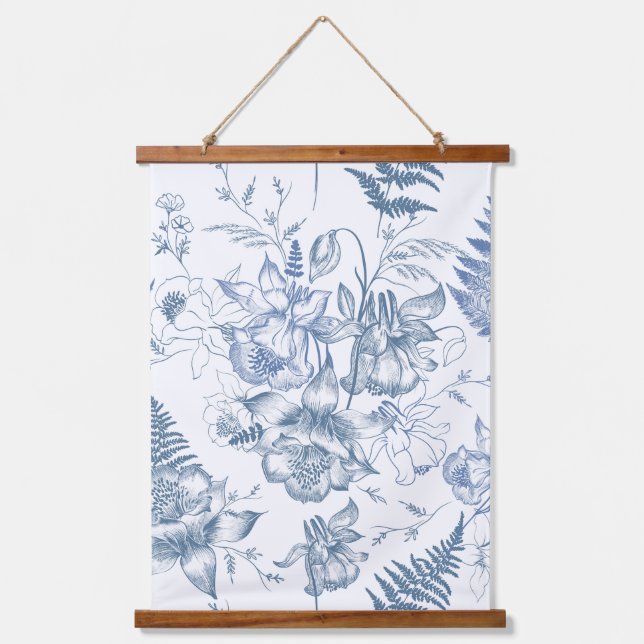 Tapisserie Suspendue Automne Respiration Luxe Fleur Bleue Motif sans co (Recto)