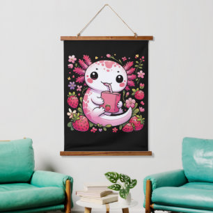 Tapisserie Suspendue Axolotl Boire du lait de fraise japonais