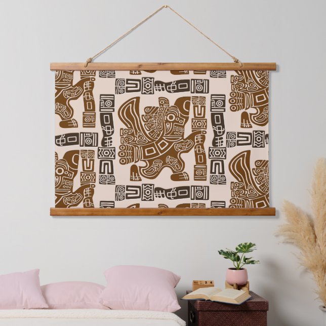 Tapisserie Suspendue Aztec Eagle Guerrier Tribal Art antique (Chambre à coucher)