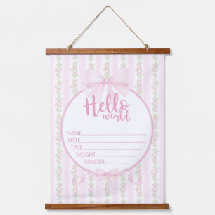 Tapisserie Suspendue Baby Girl Hospital New Baby Faire-part Door