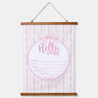 Tapisserie Suspendue Baby Girl Hospital New Baby Faire-part Door