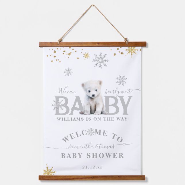 Tapisserie Suspendue Baby shower d'attente moderne d'hiver Bienvenue (Recto)