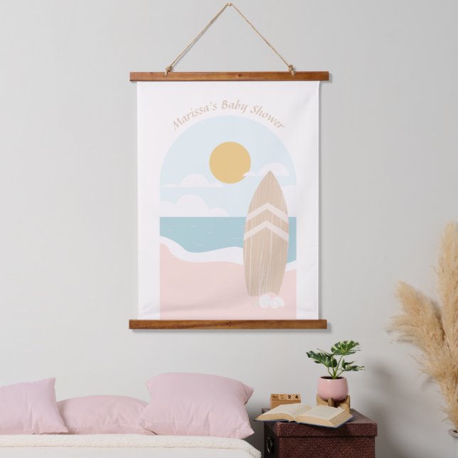 Tapisserie Suspendue Baby shower de plage Surboard (Chambre à coucher)