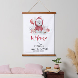 Tapisserie Suspendue Baby shower Noël Ours polaire Panneau de vacances