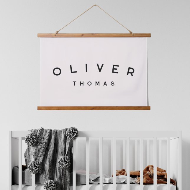 Tapisserie Suspendue Bandeau de nom personnalisé | Décor de pépinière | (Créateur téléchargé)