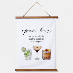 Tapisserie Suspendue Bar ouvert drôle mignon mariage aquarelle cocktail