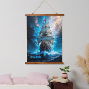 Tapisserie Suspendue Bateau de navigation fantastique épique tempête oc