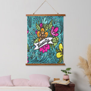 Tapisserie Suspendue Beauté de l'oreiller avec fleurs