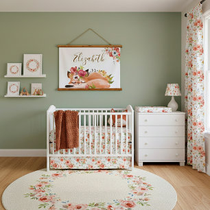 Tapisserie Suspendue Bébé renard aquarelle mignon  