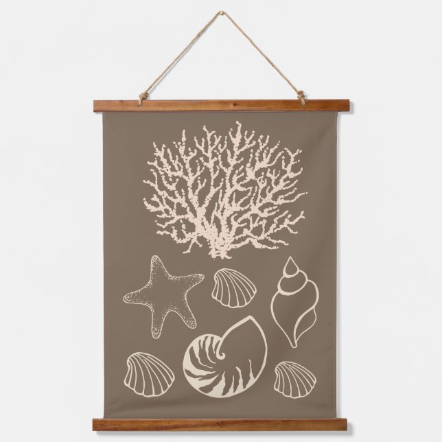 Tapisserie Suspendue Beige Nautical Seashell Wall Tapestry  (Recto)