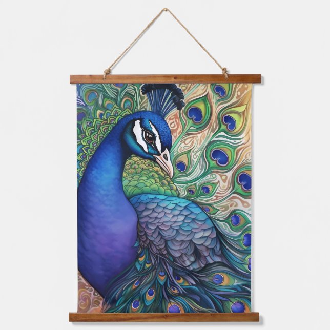 Tapisserie Suspendue Belle aquarelle Peacock (Recto)