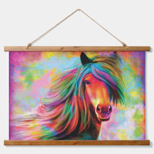 Tapisserie Suspendue Belle aquarelle Rainbow Horse