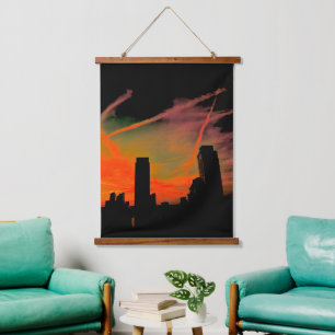 Tapisserie Suspendue Belle Ciel Nuages Orange Water Tower Ville