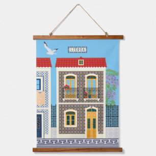 Tapisserie Suspendue Belles maisons portugaises avec tuiles ou azulejos