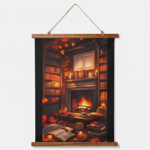 Tapisserie Suspendue Bibliothèque d'automne cosy