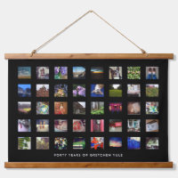 Black 40th Birthday Photo Collage Tapestry Print