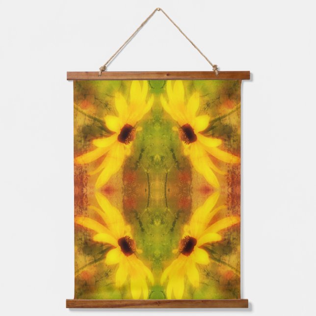 Tapisserie Suspendue Black Eyed Susan Daisy Trouvé Abstrait (Recto)