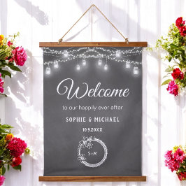 Tapisserie Suspendue Black Mason Jar Mariage Bienvenue Russe