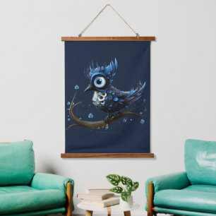 Tapisserie Suspendue Bleu et blanc Abstrait Jay bleu gauche face