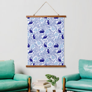Tapisserie Suspendue Blue Chinoiserie Rabbit Vintage Rabbit & Floral Ar