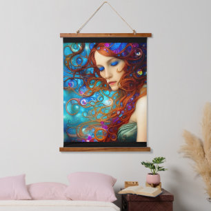 Tapisserie Suspendue Blue Dreams Belle femme Art numérique