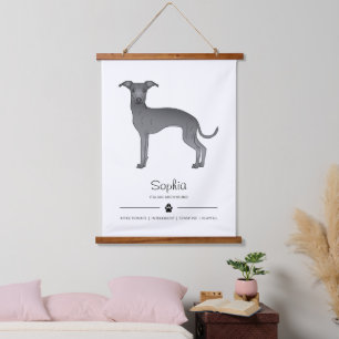 Tapisserie Suspendue Blue Italian Greyhound Avec Texte Paw Et Personnal
