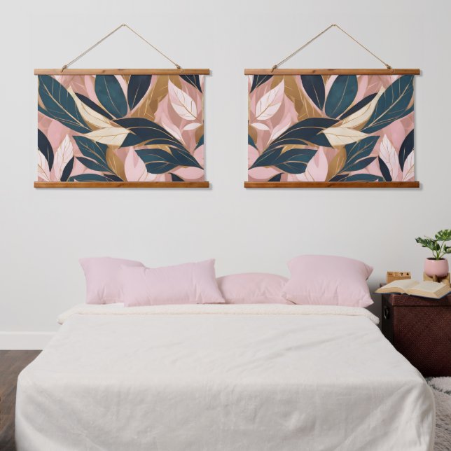Tapisserie Suspendue Blush Pink Gold Boho Collection Feuille tendance (Chambre à coucher)