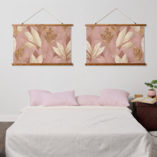 Tapisserie Suspendue Blush Pink Gold Collection Feuille tendance Boho