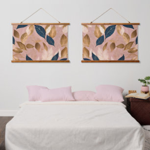 Tapisserie Suspendue Blush Rose or Boho Feuilles Collection populaire
