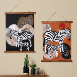 Tapisserie Suspendue Boho Bohemian Wall Art Zebra Canvas Mère Enfant