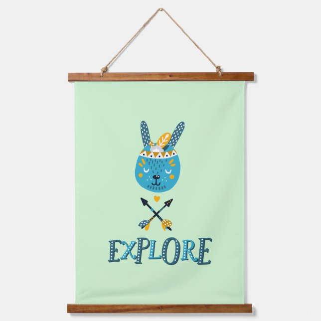 Tapisserie Suspendue Boho Bunny Face Explorer (Recto)