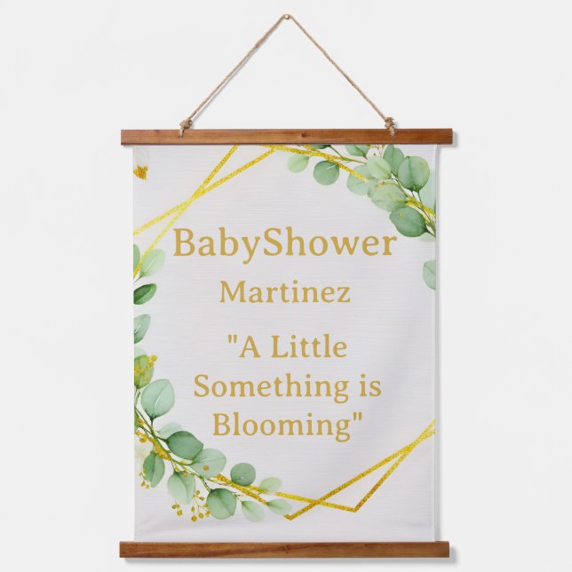 Tapisserie Suspendue Boho Eucalyptus and Gold Baby Shower Backdrop Tape (Recto)