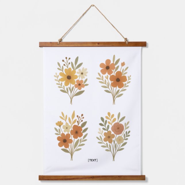 Tapisserie Suspendue Boho Floral Bouquet Wall Tapestry | Add Text (Recto)