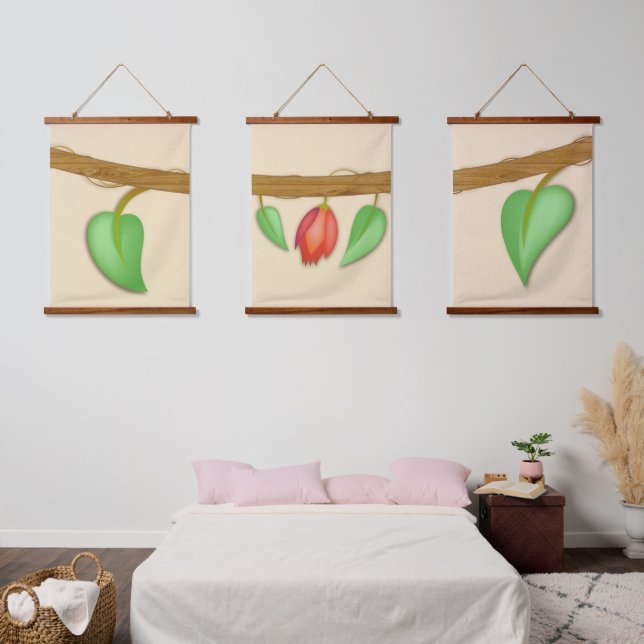 Tapisserie Suspendue Boho Hanging Floral Set Continuous Branch (Chambre à coucher)