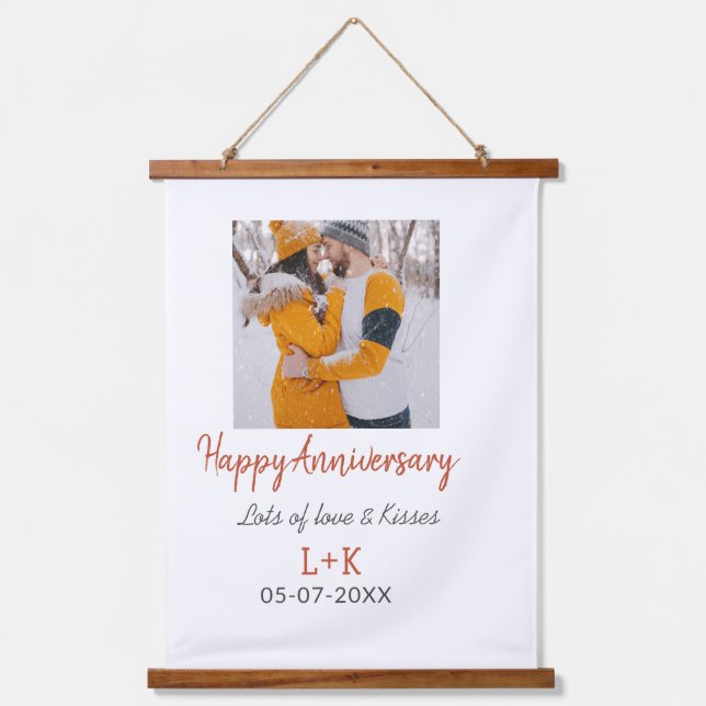Tapisserie Suspendue Boho moderne heureux anniversaire ajouter nom date (Recto)