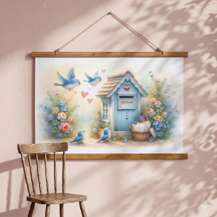 Tapisserie Suspendue Boîte aux lettres Bleue de Lettres d'Amour Cottage