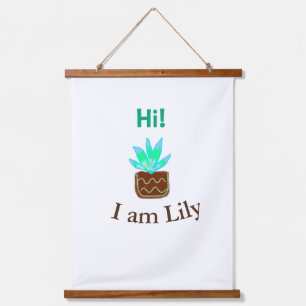 Tapisserie Suspendue Bonjour Je suis Lily cactus succulent ajouter nom