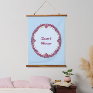 Tapisserie Suspendue Bordure Fantaisie Violet/Rose Et Crème Personnalis