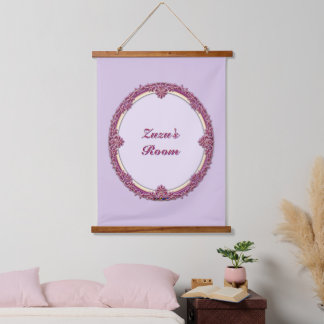 Tapisserie Suspendue Bordure Fantaisie Violet/Rose Et Crème Personnalis
