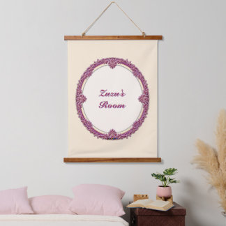 Tapisserie Suspendue Bordure Fantaisie Violet/Rose Et Crème Personnalis