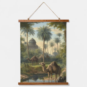 Tapisserie Suspendue Botanique : dromadaires dans la jungle près d'une 