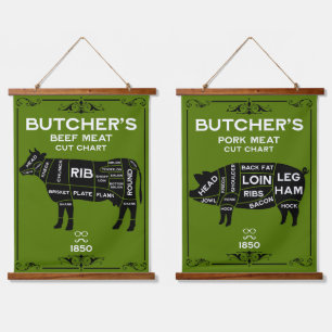 Tapisserie Suspendue Bouchers vintages Coupe de viande