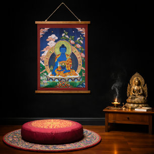Tapisserie Suspendue Bouddha de la médecine Art Thangka bouddhiste tibé